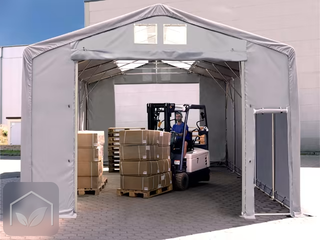 8x16 m hangar, PRIMEtex 2300, H. 4m avec porte actionnée par traction et fenêtres dans le toit — photo 3