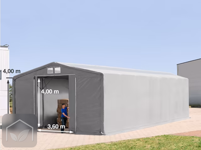 8x16 m hangar, PRIMEtex 2300, H. 4 m avec porte coulissante et fenêtres dans le toit