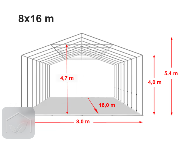 8x16 m hangar, PRIMEtex 2300, H. 4 m avec porte coulissante et fenêtres dans le toit — photo 10