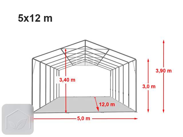 5x12 m hangar, PVC 850, H. 3 m avec portes à fermeture éclair — photo 10