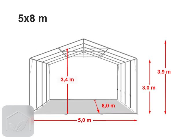 5x8 m hangar, PRIMEtex 2300, H. 3m avec porte actionnée par traction — photo 10