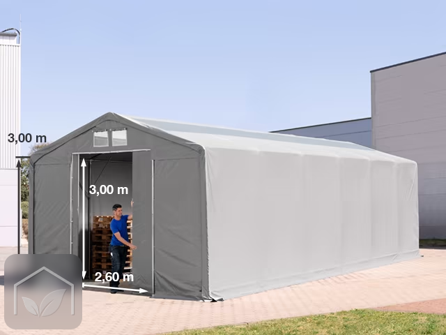 6x12 m hangar, PVC 850, H. 3 m avec porte coulissante et fenêtres dans le toit