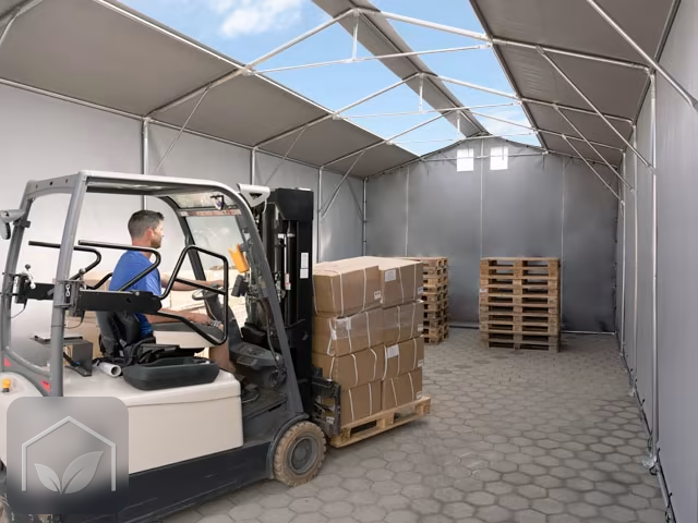 6x12 m hangar, PVC 850, H. 3 m avec porte coulissante et fenêtres dans le toit — photo 5