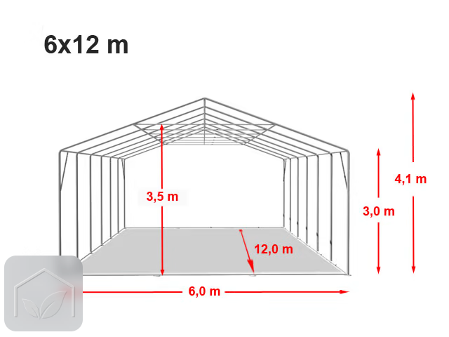 6x12 m hangar, PVC 850, H. 3 m avec porte coulissante et fenêtres dans le toit — photo 10