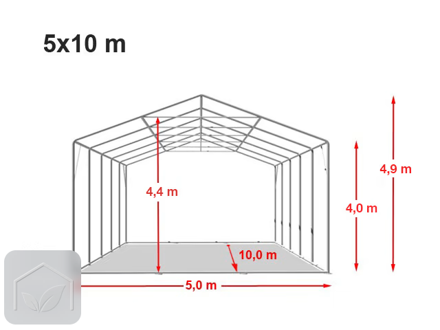 5x10 m hangar, PRIMEtex 2300, H. 4 m avec portes à fermeture éclair — photo 9
