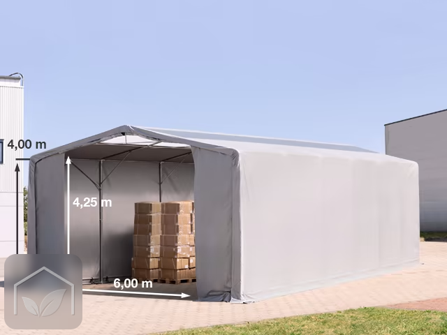 8x12 m hangar, PRIMEtex 2300, H. 4 m avec portes à fermeture éclair et fenêtres dans le toit