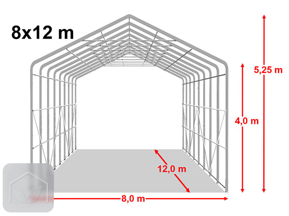 8x12 m hangar, porte 4,0x4,7 m, toile PVC de 850 — photo 10