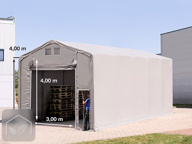 5x10 m hangar, PRIMEtex 2300, H. 4m avec porte actionnée par traction