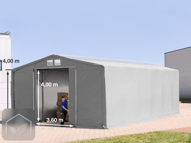8x12 m hangar, PRIMEtex 2300, H. 4 m avec porte coulissante et fenêtres dans le toit