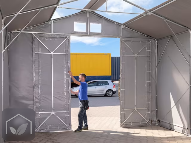 8x12 m hangar, PRIMEtex 2300, H. 4 m avec porte coulissante et fenêtres dans le toit — photo 4