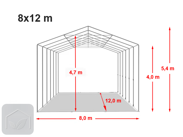 8x12 m hangar, PRIMEtex 2300, H. 4 m avec porte coulissante et fenêtres dans le toit — photo 10