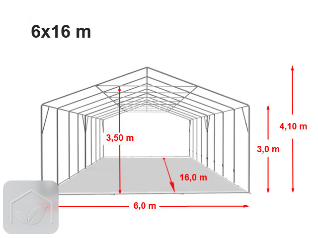 6x16 m hangar, PVC 850, H. 3 m avec portes à fermeture éclair — photo 10