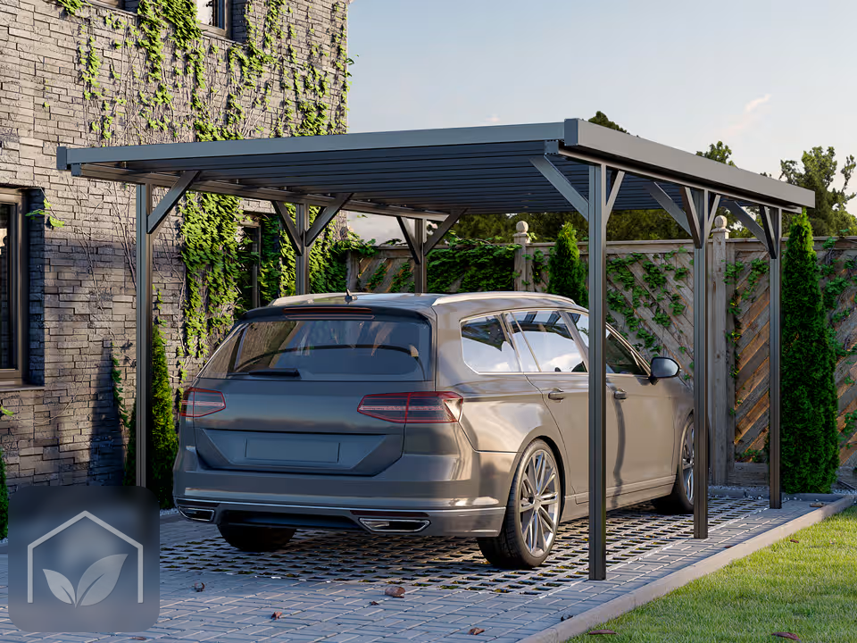 3,05x5,04 m Carport Julia en aluminium, toit double pente renforcé