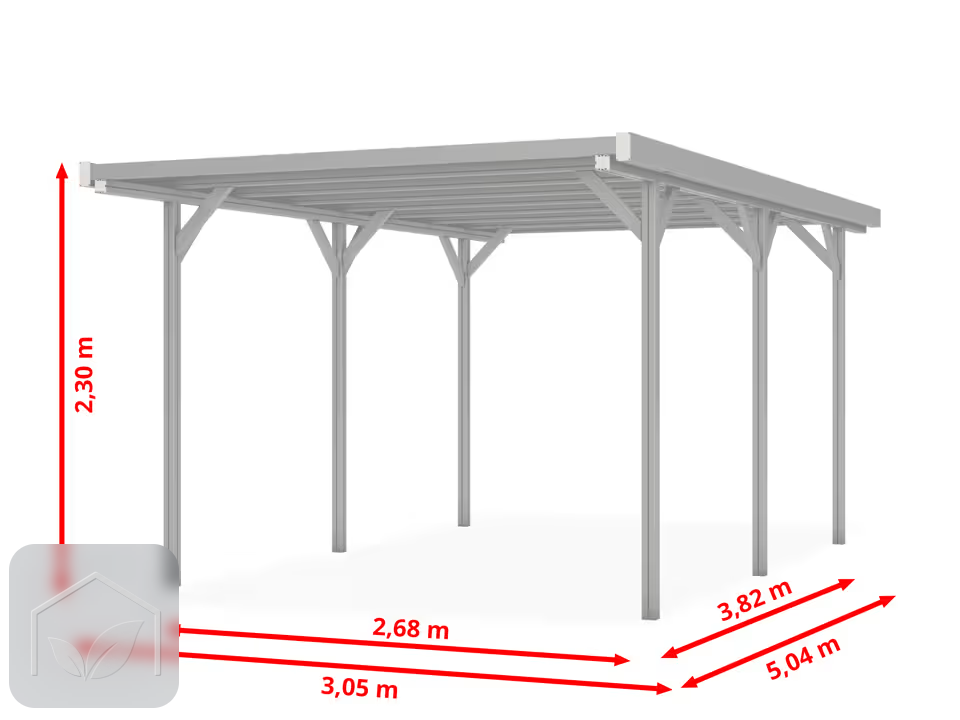 3,05x5,04 m Carport Julia en aluminium, toit double pente renforcé — photo 5